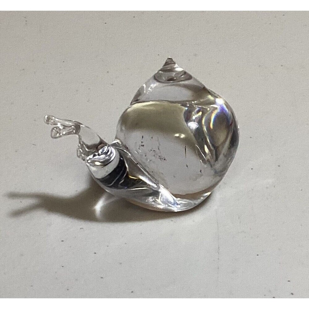 Art Glass Snail VILCA ATELIER w/ Sticker Clear Paperweight ITALY Crystal